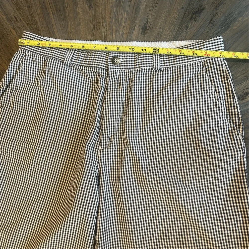 Vintage Lacoste Men’s Seersucker Gingham Checkered Shorts Black White Size 36‎